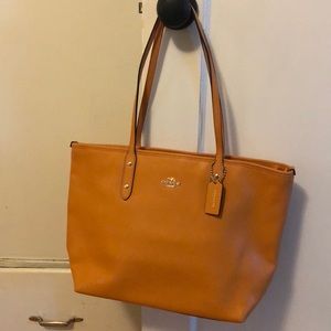 Coach Leather Mustard Yellow Medium Tote